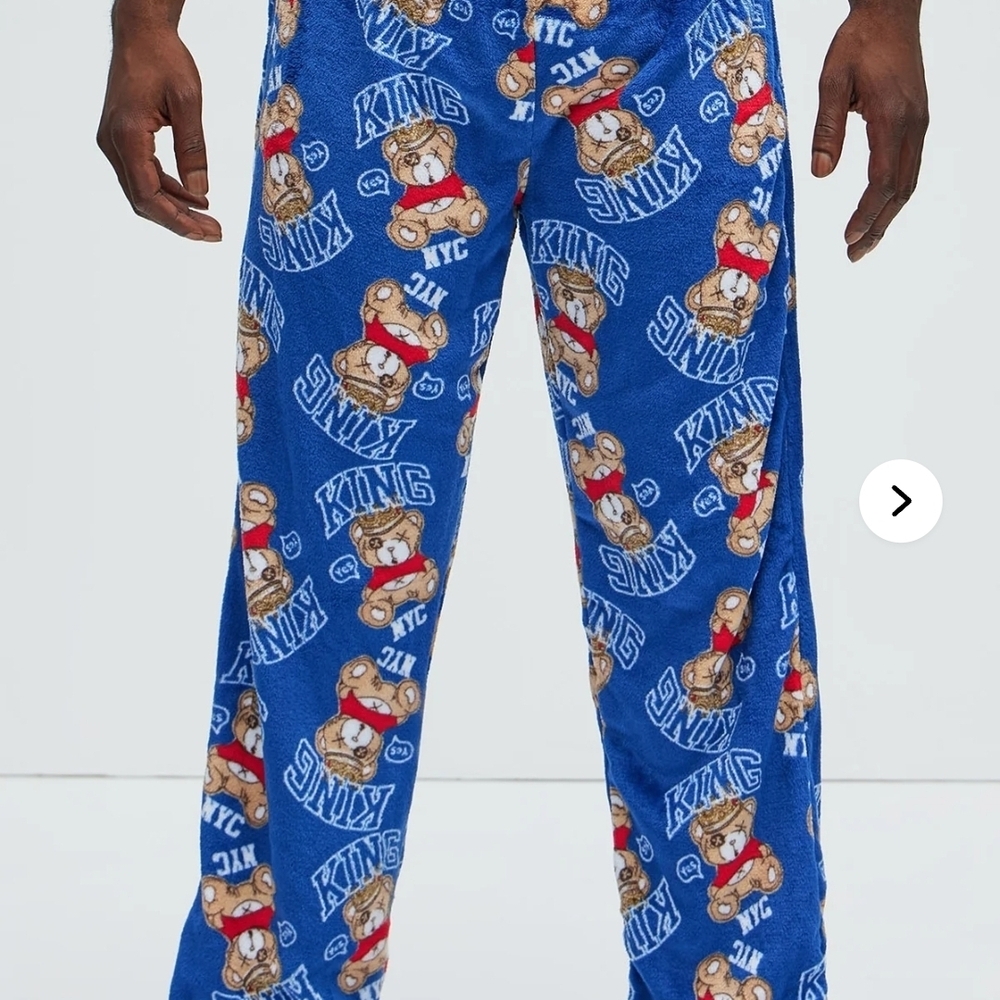Fashion Nova Blue Teddy Bear Pajama Pants